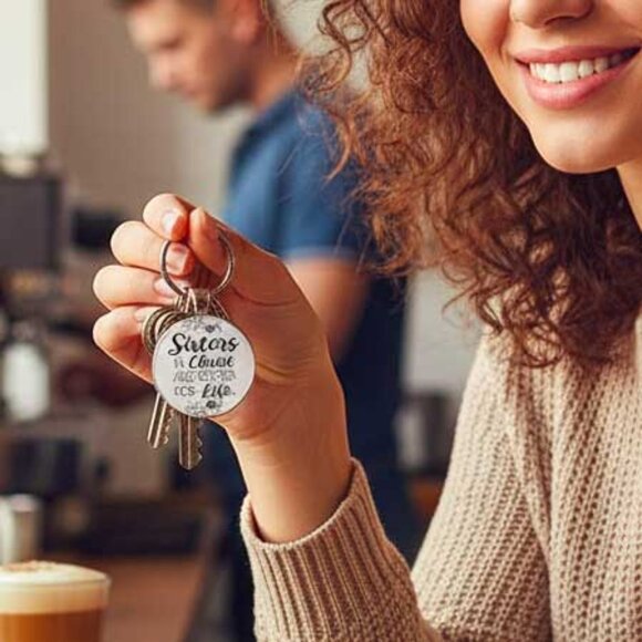 2/$21 Christian Keychain - Sisters in Christ are Sisters for Life Key Ring - Picture 3 of 7